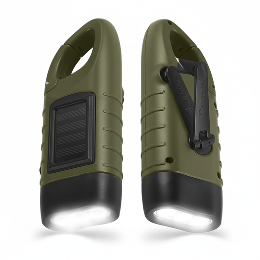 LED Flashlight Hand Crank Solar Powered Rechargeable