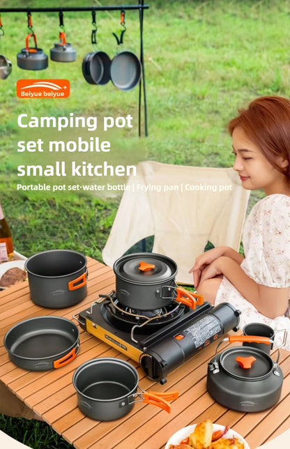 Complete camping kookset potten, pan & waterketel