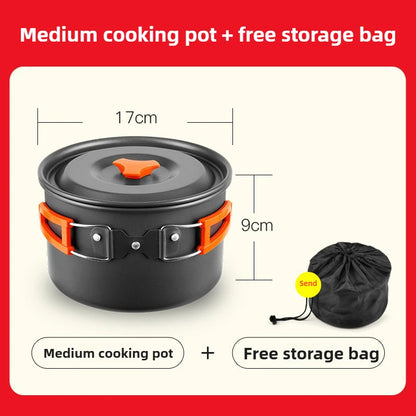 Complete camping kookset potten, pan & waterketel