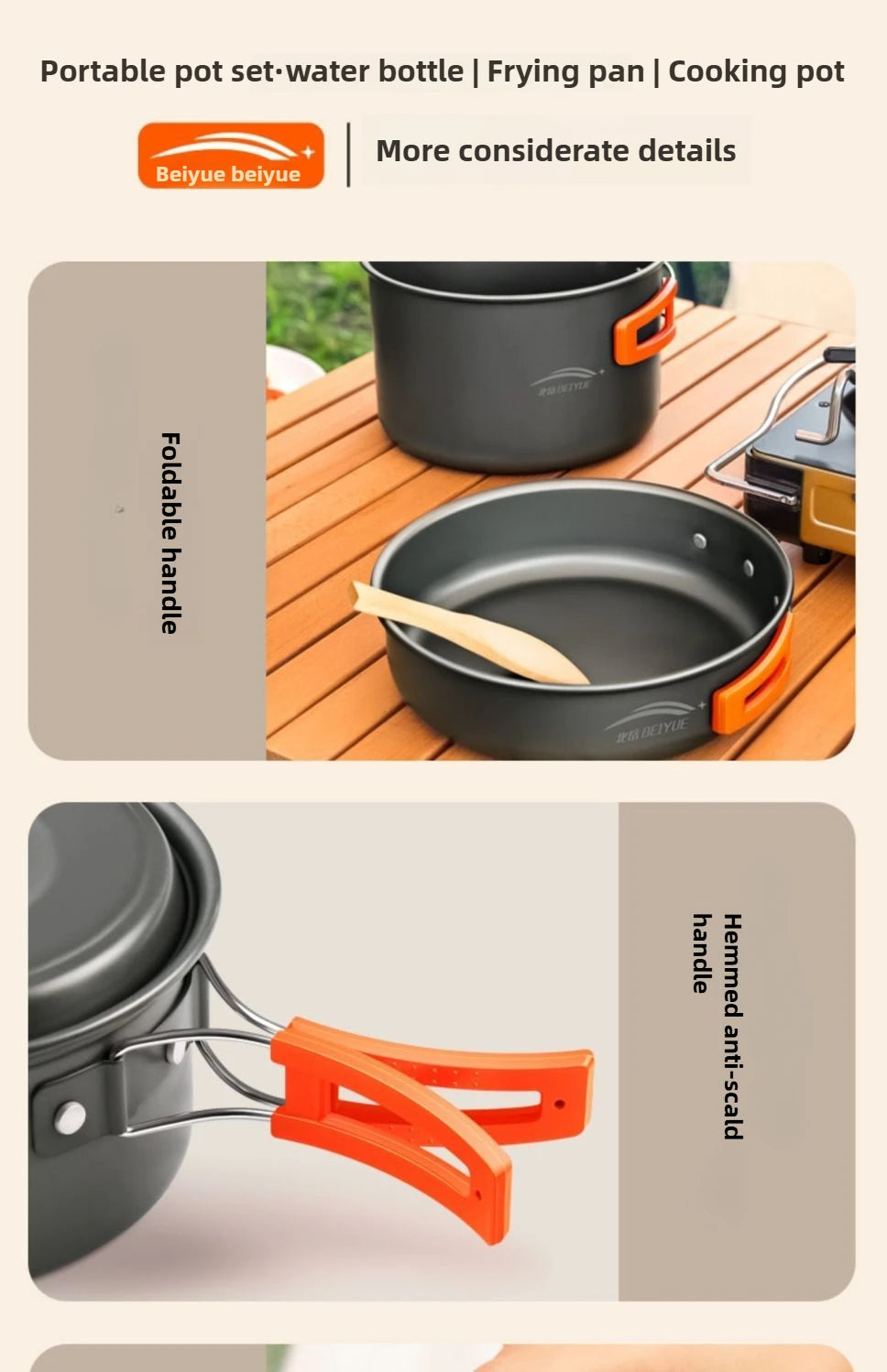 Complete camping kookset potten, pan & waterketel