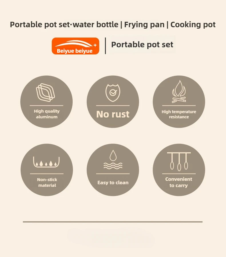 Complete camping kookset potten, pan & waterketel