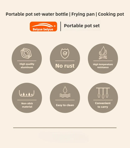 Complete camping kookset potten, pan & waterketel
