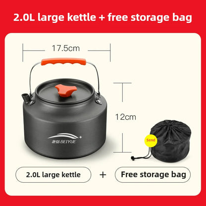 Complete camping kookset potten, pan & waterketel