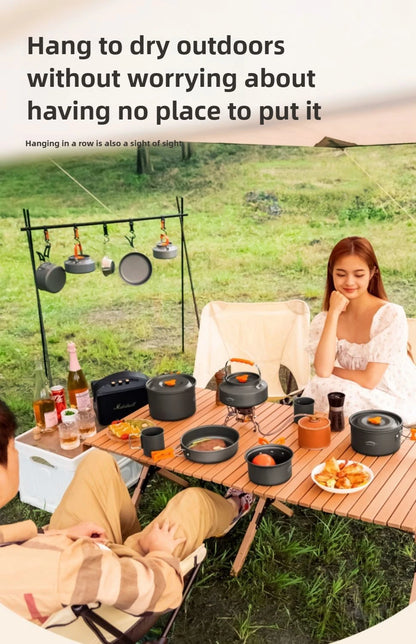 Complete camping kookset potten, pan & waterketel