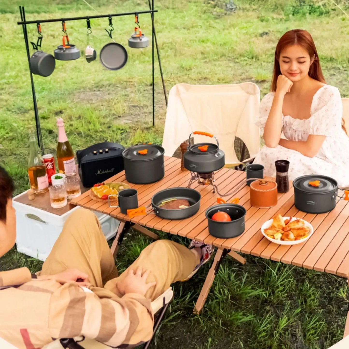 Complete camping kookset potten, pan & waterketel